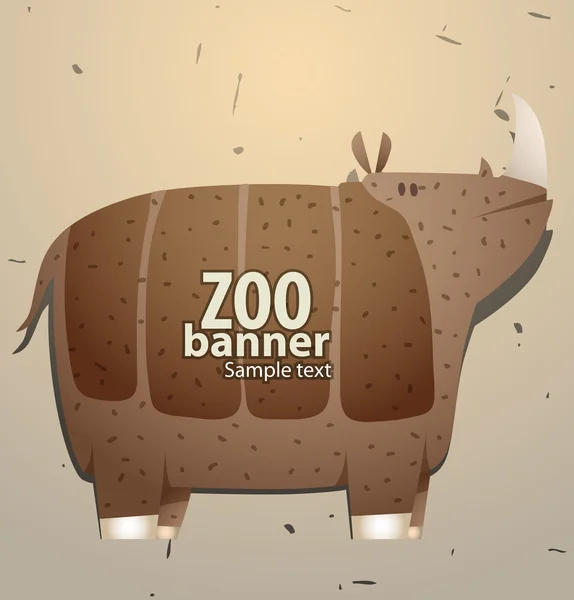 Banner del zoológico rinoceronte — Vector de stock