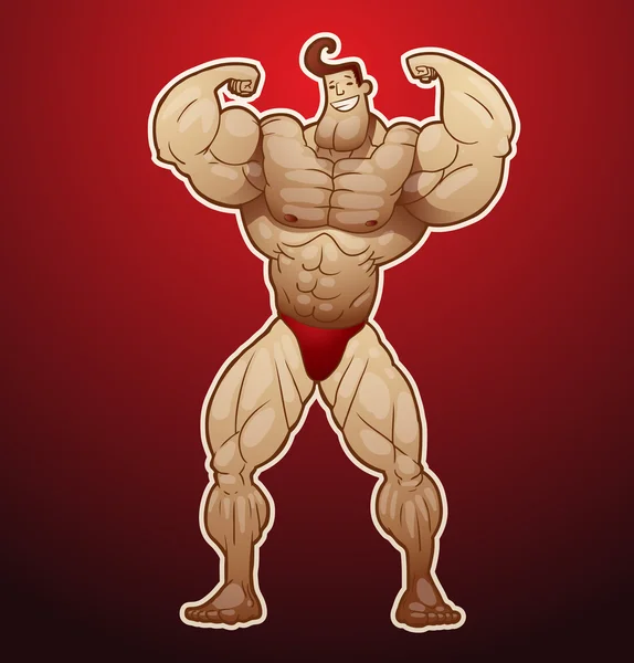 Bodybuilder met handen aan de orde gesteld — Stockvector