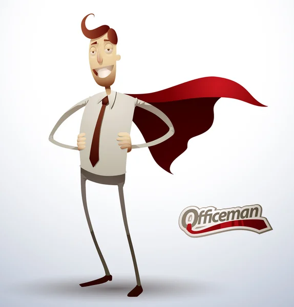 Super hombre de oficina sonriendo — Vector de stock