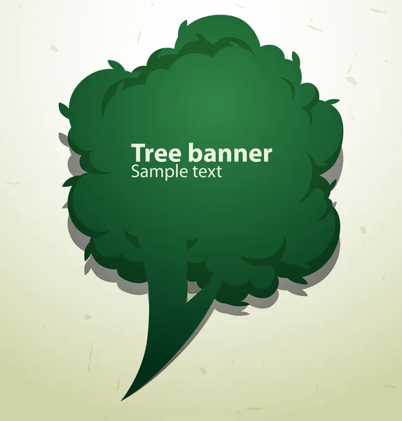 Green tree banner like speech bubble on the right — Stock Vector