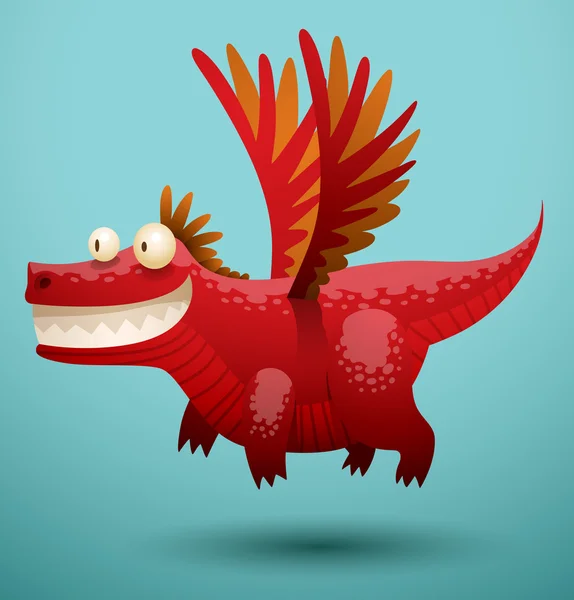 Funny dragon red color — Stock Vector