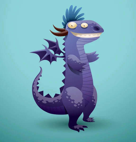 Смішний дракон фіолетового кольору — стоковий вектор