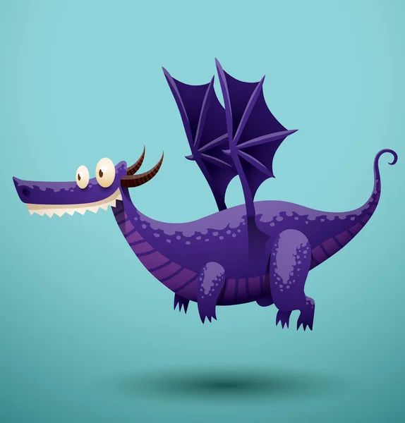 Funny dragon purple color — Stock Vector