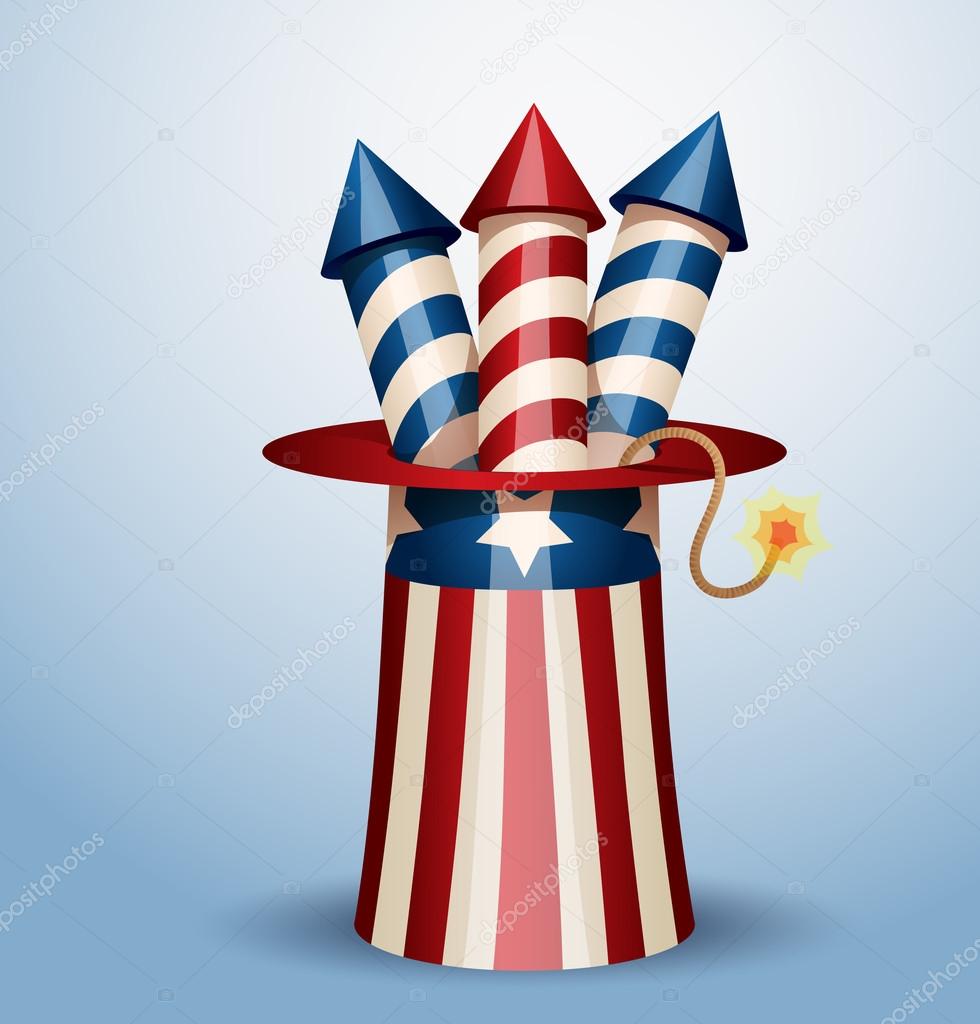 american hat with firework