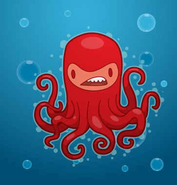 Komik kırmızı ahtapot