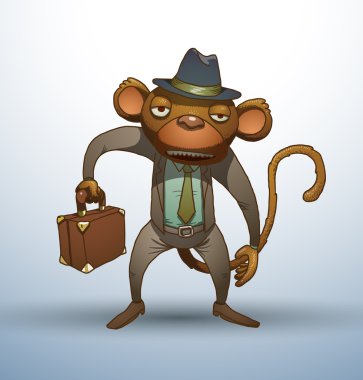 Office monkey with a briefcase clipart