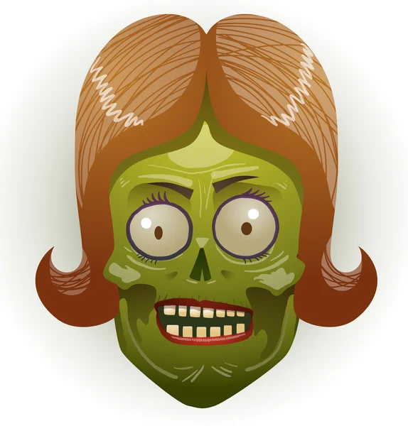 Zombie viso donna con capelli castano chiaro — Vettoriale Stock