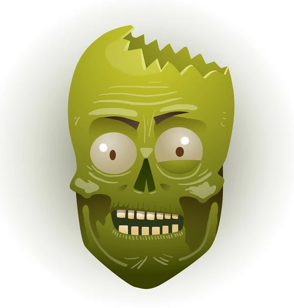 Zombie cara hombre con una cabeza rota — Vector de stock