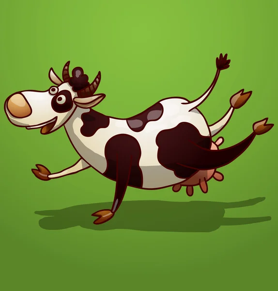 Preto e branco manchado vaca engraçada — Vetor de Stock