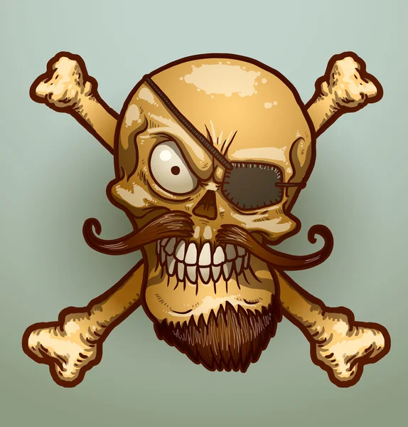 Pirate skull with an eye patch — Stock Vector