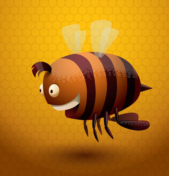 작은 갈색 앞 머리와 함께 재미 있는 꿀벌 — 스톡 벡터