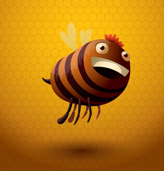 Lebah lucu dengan poni kecil berambut merah - Stok Vektor