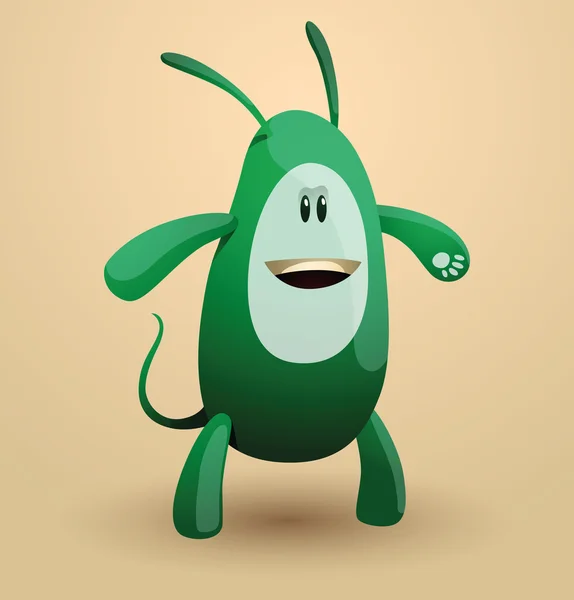 Funny green egg monster — Stock Vector