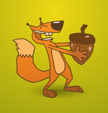 Crazy squirrel with a nut
