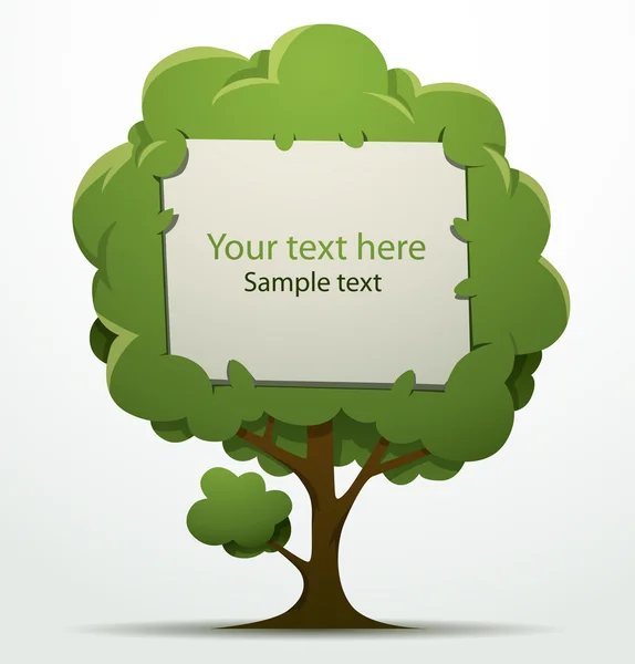 Natural tree banner with a placard — Stockvector