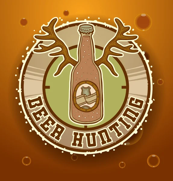 Label with a bottle of beer hunting — Stockvector