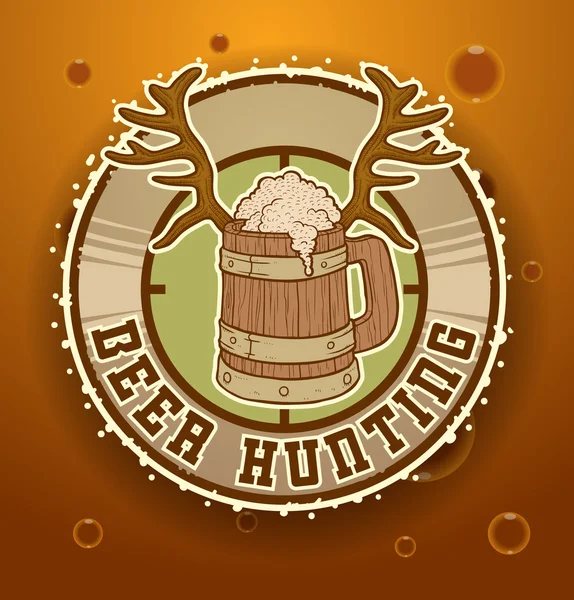 Label with a mug of beer hunting — Stockvector