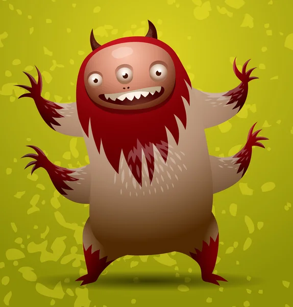 Hairy monster with red mane — 图库矢量图片