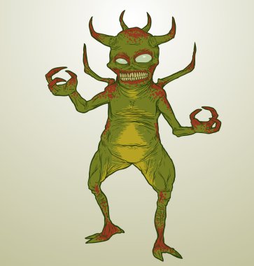 Green scary monster clipart