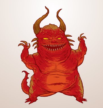 Red scary monster clipart