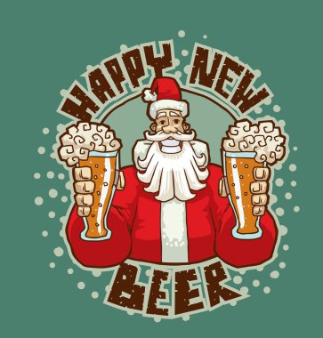 Santa with glasses of beer