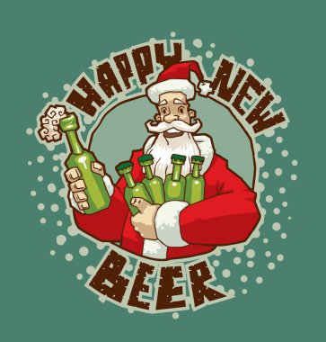 Santa with bottles of beer