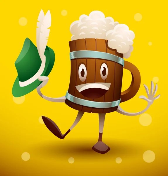 Mug of beer with a green hat — 스톡 벡터