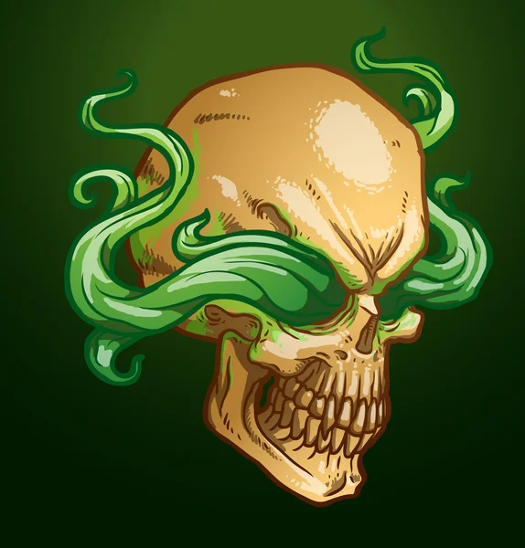 The right profile necromancer skull — 图库矢量图片