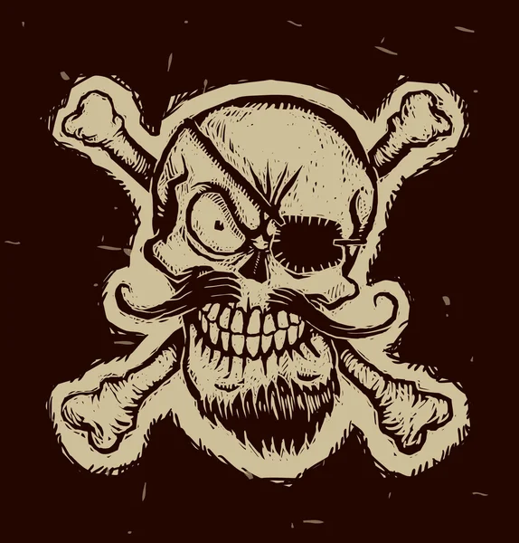 Black pirate skull with an eye patch — Stockový vektor