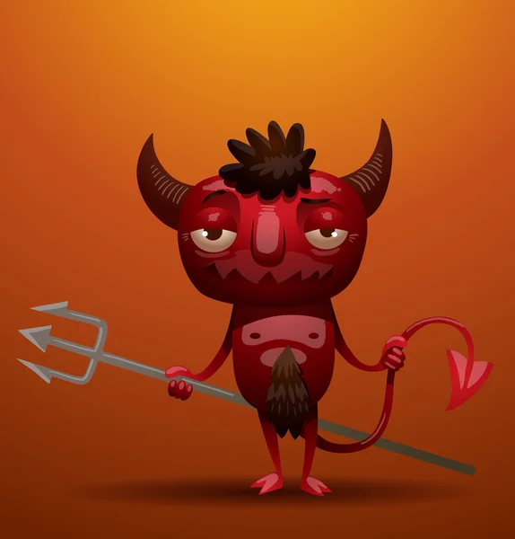 Pequeño diablo rojo de pie — Vector de stock