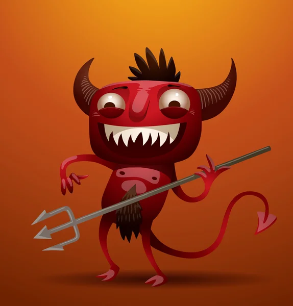 Riendo pequeño diablo rojo — Vector de stock