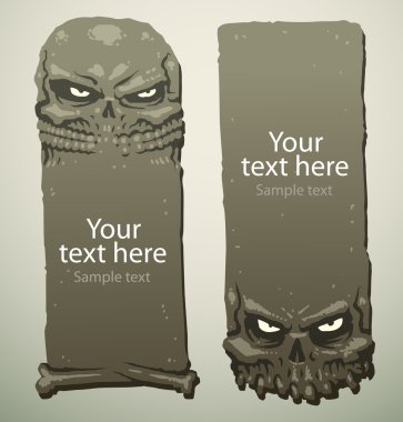 Two scary banners with skulls and bones