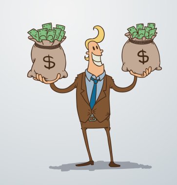 Man with two bags of money