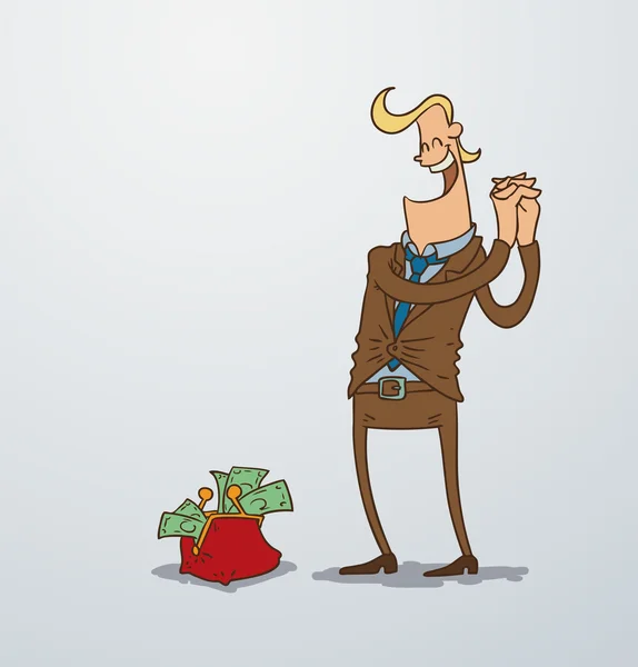 Man and a wallet with money — Stock Vector