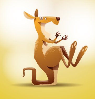 Funny kangaroo sitting on the tail