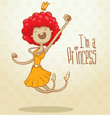 Modern princess with red hair clipart