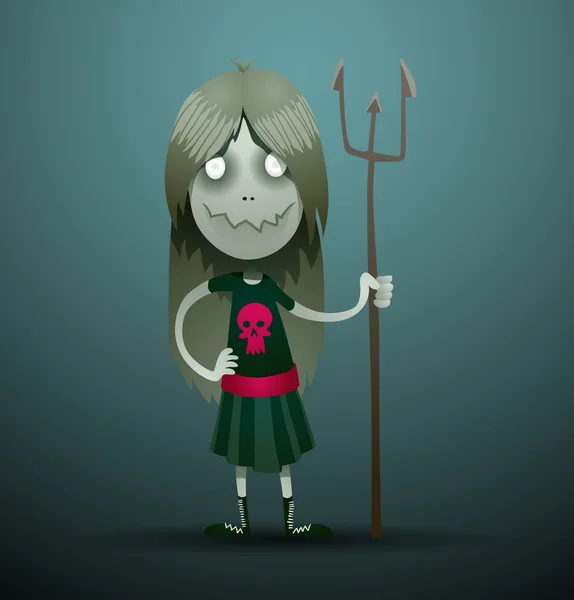 Cute evil girl with a trident — Stock vektor