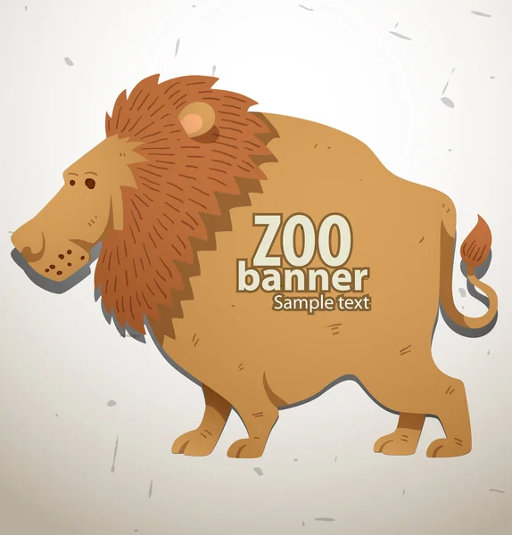 León de bandera del zoológico — Vector de stock