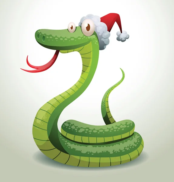 Santa snake curled up — Stockvector