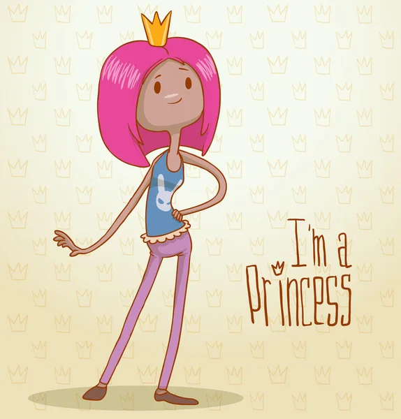 Moderne Prinzessin mit purpurrotem Haar — Stockvektor