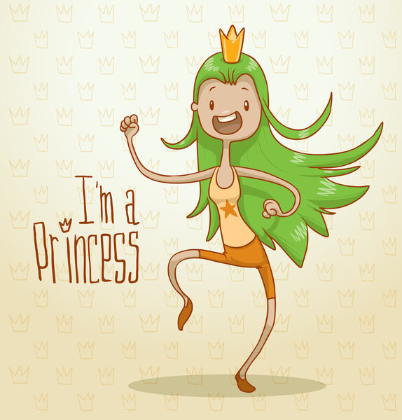 Modern princess with green hair