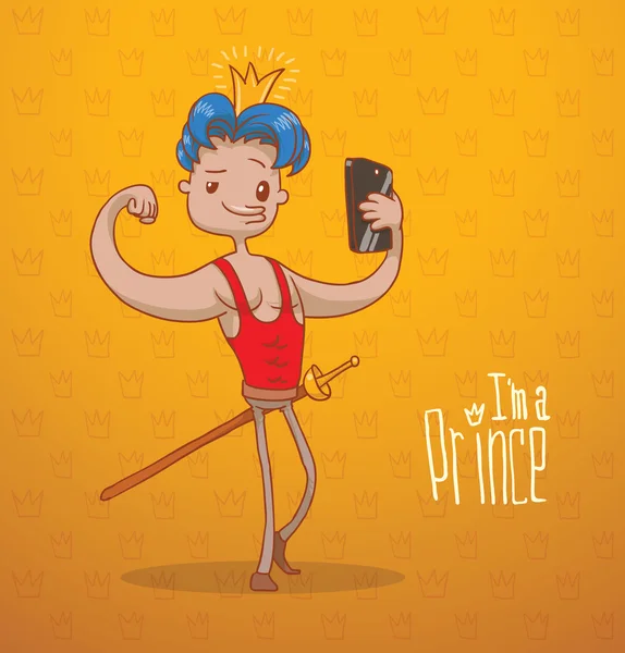 Modern prince with blue hair — 图库矢量图片