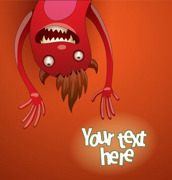 Funny monster background red — Stock Vector