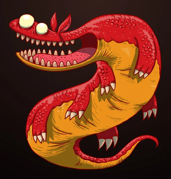 Funny red dragon — Stock Vector