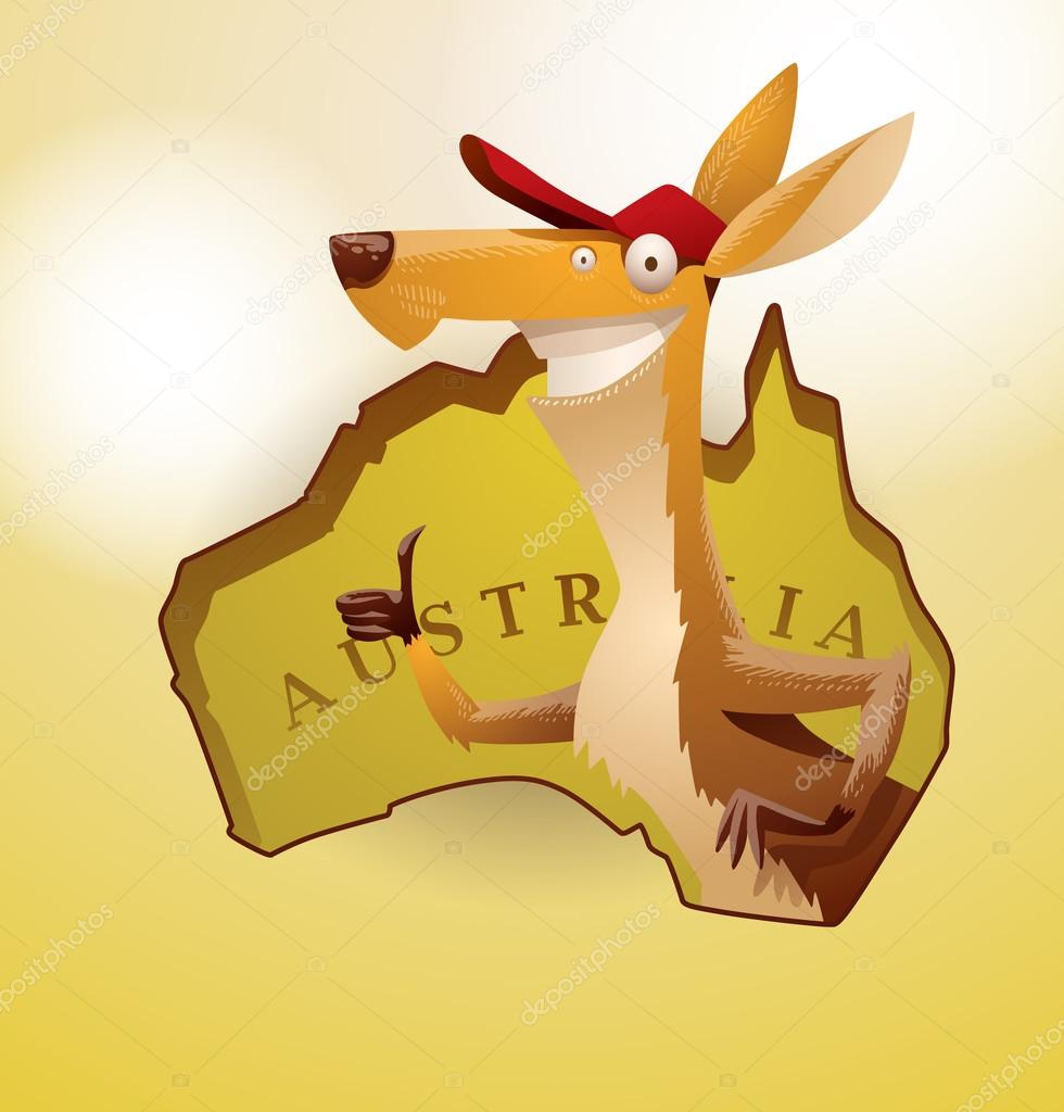 Funny kangaroo in a red cap