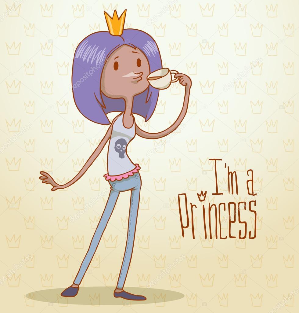 Modern princess with purple hair