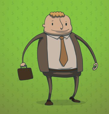Funny businessman with a briefcase