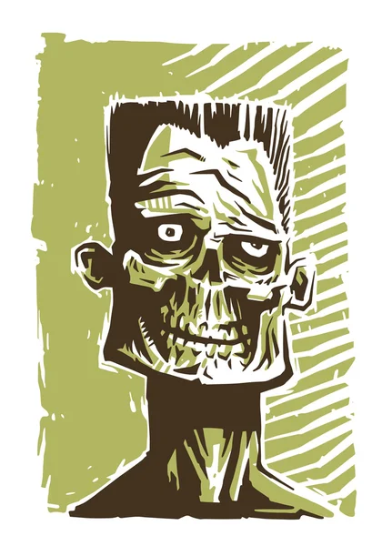 Zombie visage vert — Image vectorielle