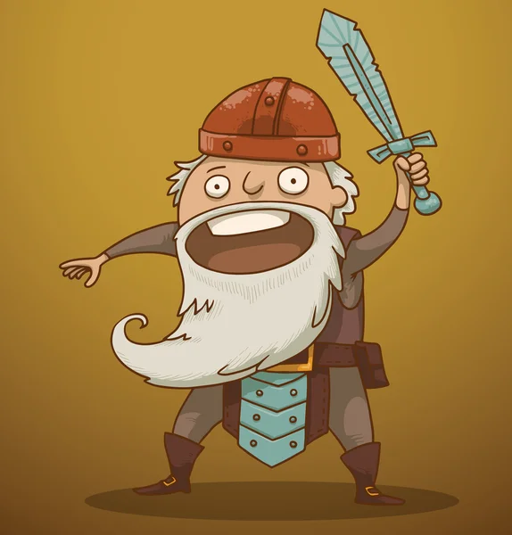 Funny gnome with a sword — 스톡 벡터