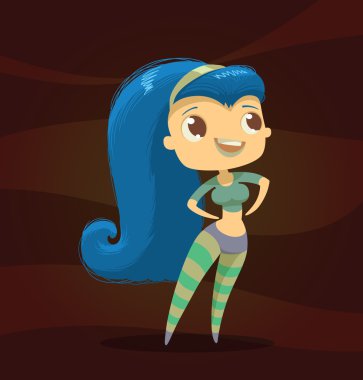 Cute funny girl with blue hair